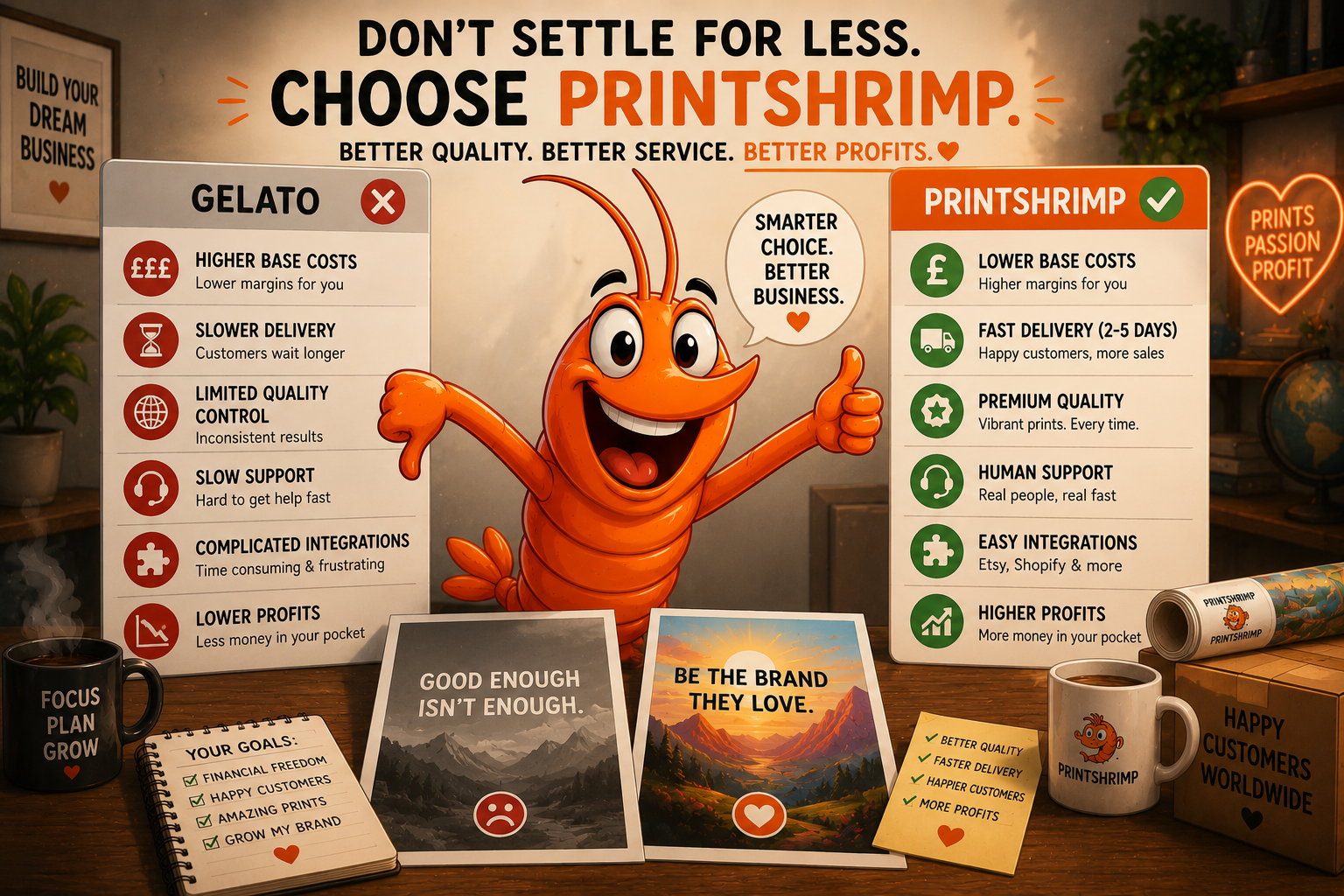 Gelato vs PrintShrimp: The Best Print on Demand for Wall Art (2026)