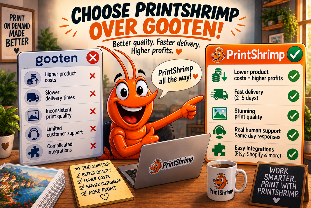 Gooten vs PrintShrimp: Best Print on Demand for Framed Posters (2026)
