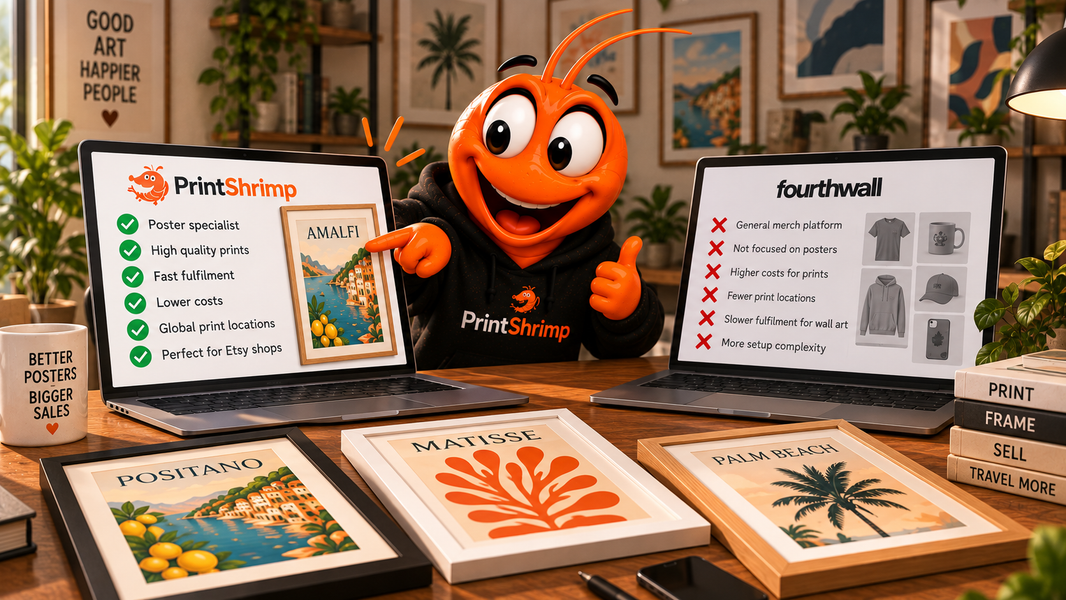 PrintShrimp vs Fourthwall: Best Print on Demand for Wall Art (2026)
